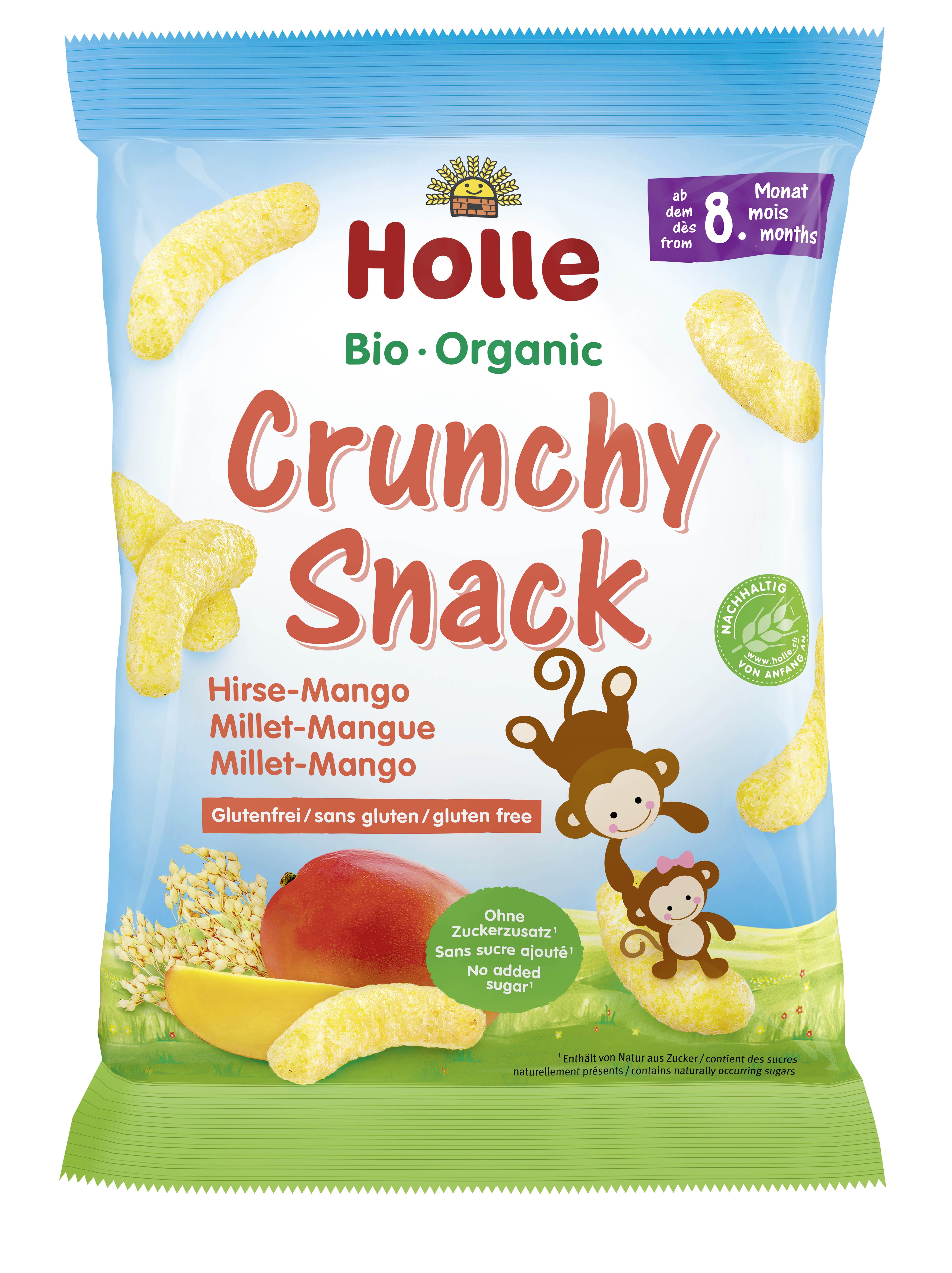 Holle Organic Crunchy Snack Millet- Whether rusks, biscuits, fruit bars, tea or weaning oil - carefully selected ingredients and nutritionally balanced recipes give your baby variety and make feeding time fun.